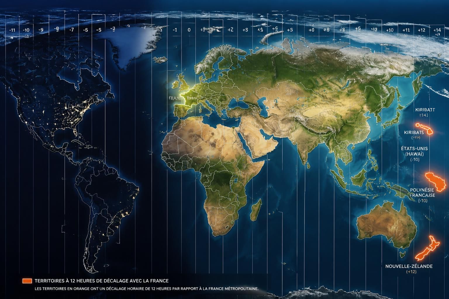 découvrez quels territoires dans le monde ont un décalage horaire de 12 heures avec la france et comment cela impacte les communications et les déplacements.