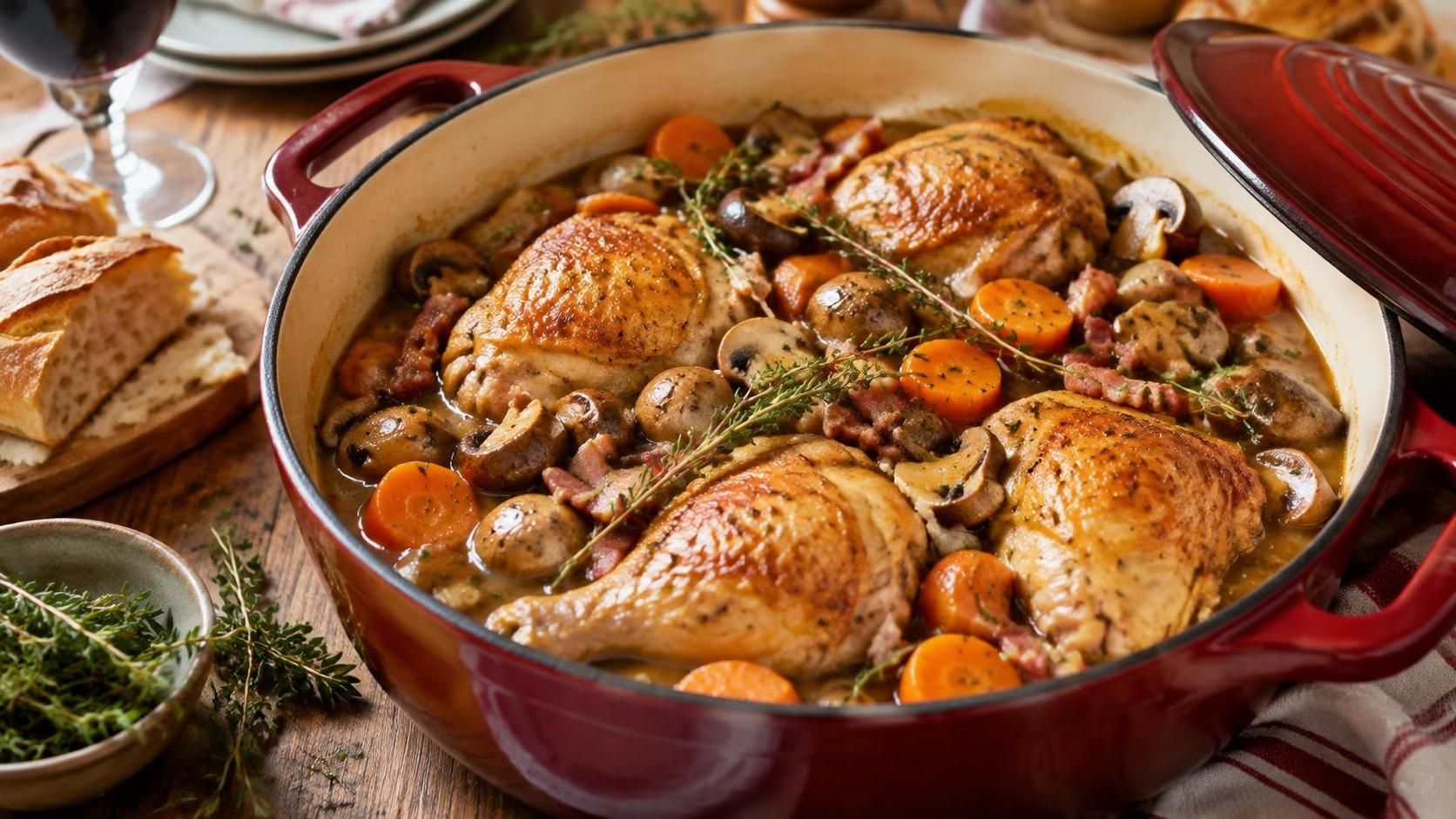 découvrez une recette facile de cuisses de poulet mijotées en cocotte, tendres et savoureuses, pour un repas réconfortant à partager.