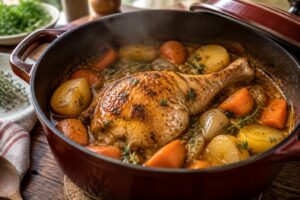 Cuisse de poulet mijotée en cocotte : recette savoureuse et facile