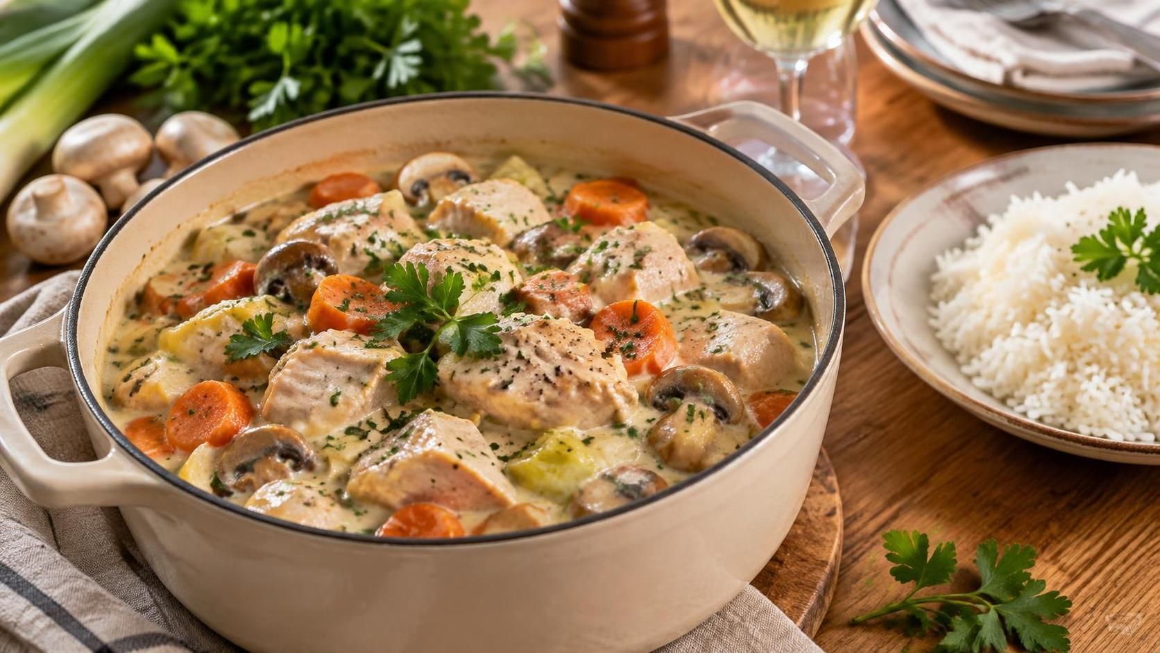 découvrez une délicieuse blanquette de dinde mijotée au vin blanc : une recette authentique, fondante et savoureuse, idéale pour un repas convivial.