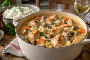 Délicieuse blanquette de dinde mijotée au vin blanc : une recette authentique et savoureuse
