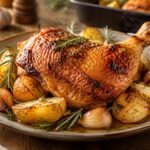savourez une cuisse de poulet rôtie au four, dorée et tendre. une recette simple et généreuse, pleine de saveurs, idéale pour un repas convivial.