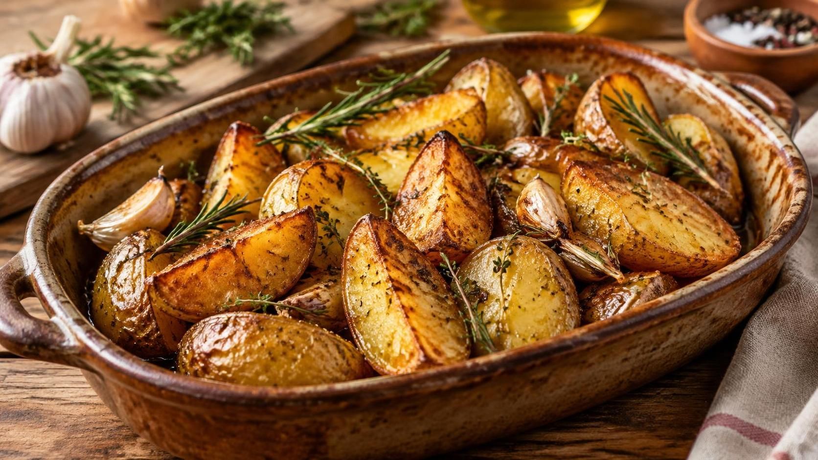 découvrez la recette authentique des grands-mères pour des pommes de terre rôties dorées et croustillantes à l’extérieur, fondantes à l’intérieur.